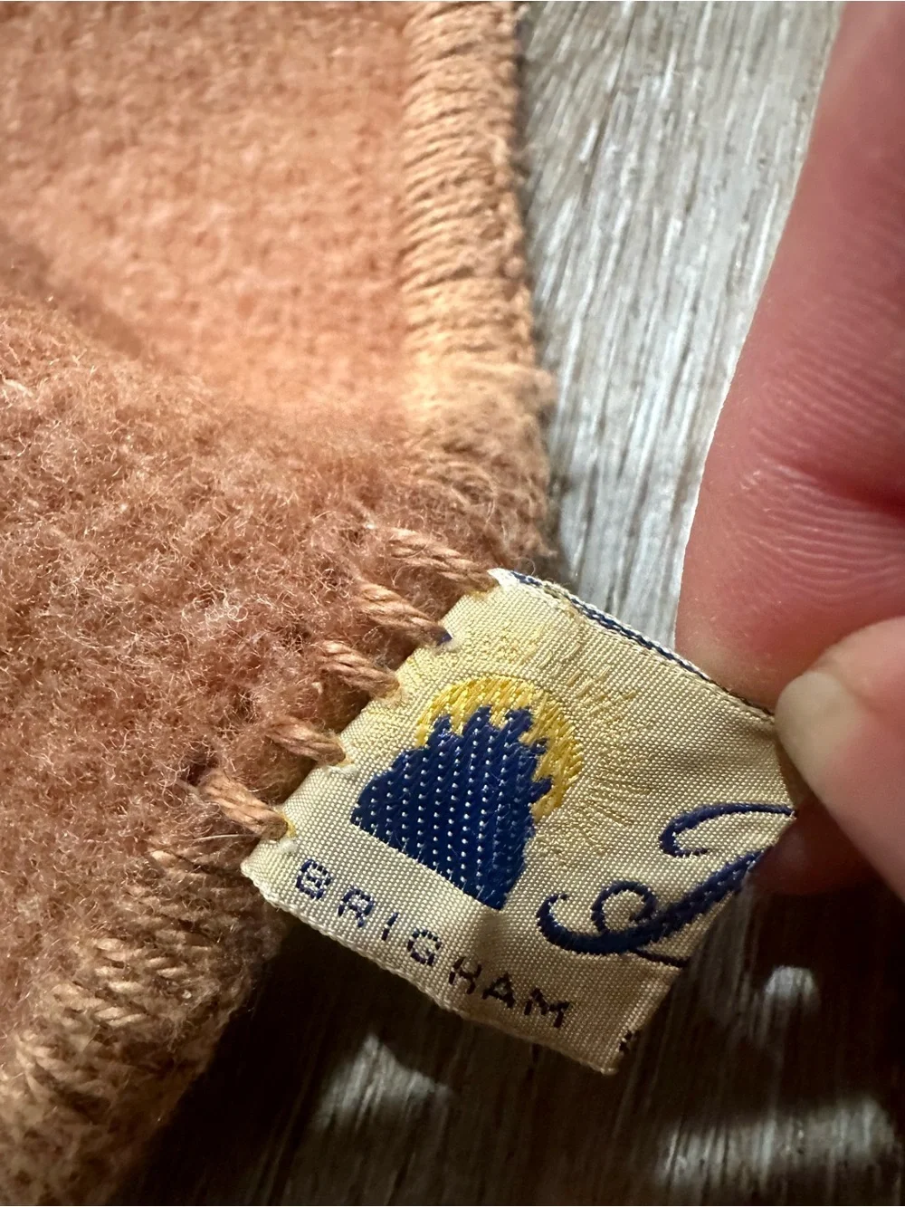 Vintage Baron Woolen Mills Blanket in Muted Rose, Cream and Tan